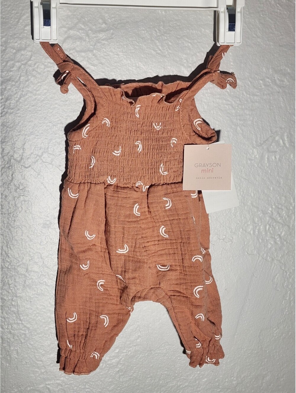 GRAYSON MINI Brown Ribbed Sleeveless Bodysuit Size NB Newborn